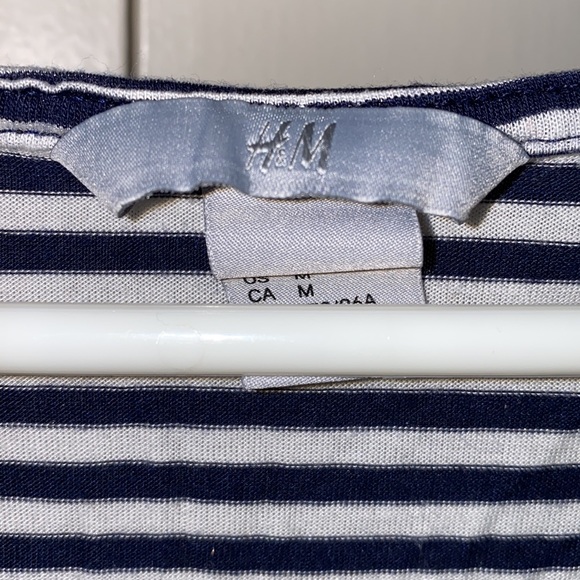 H&M Medium Black White Stripe Boat Neck Short Sleeve Top - Picture 2 of 12